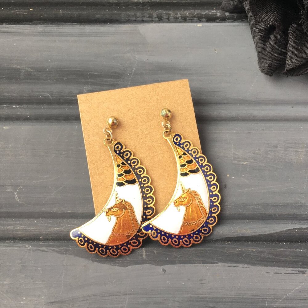 Cloisonne Unicorn Earrings